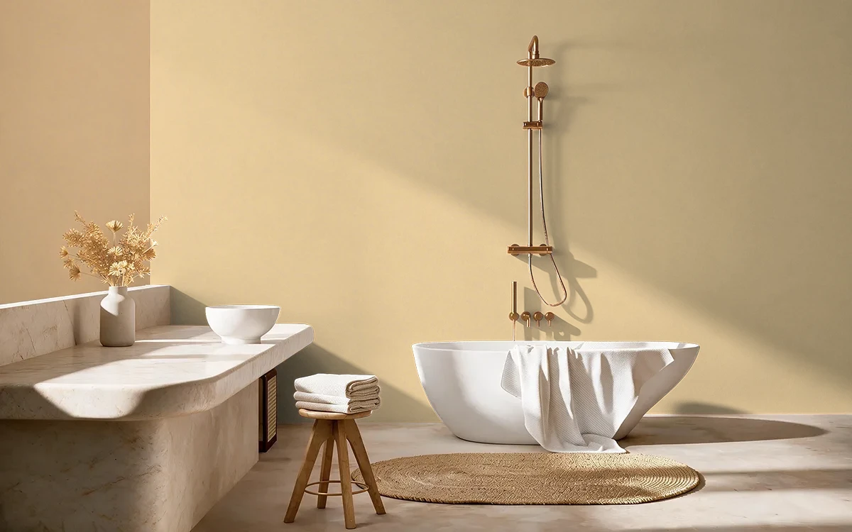 Nippon Paint's WARM SMILE color on different wall surfaces.