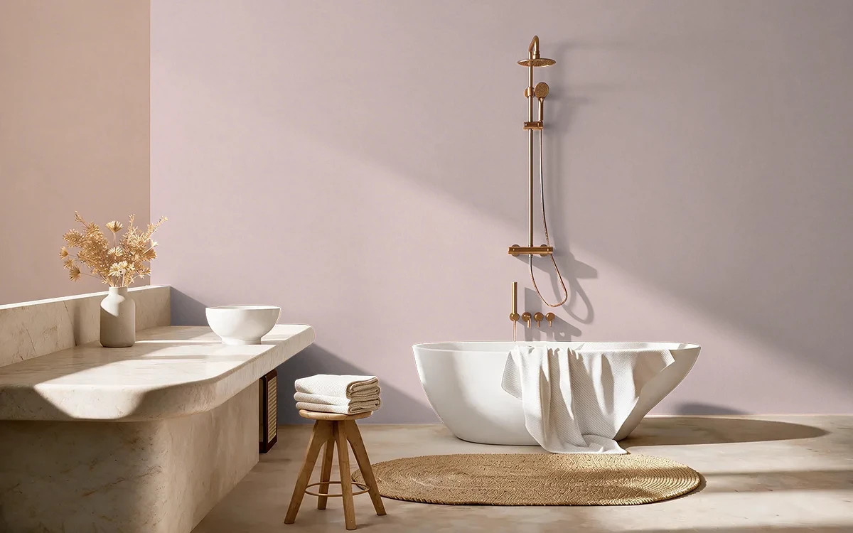 Nippon Paint's WASHED COLOUR color on different wall surfaces.