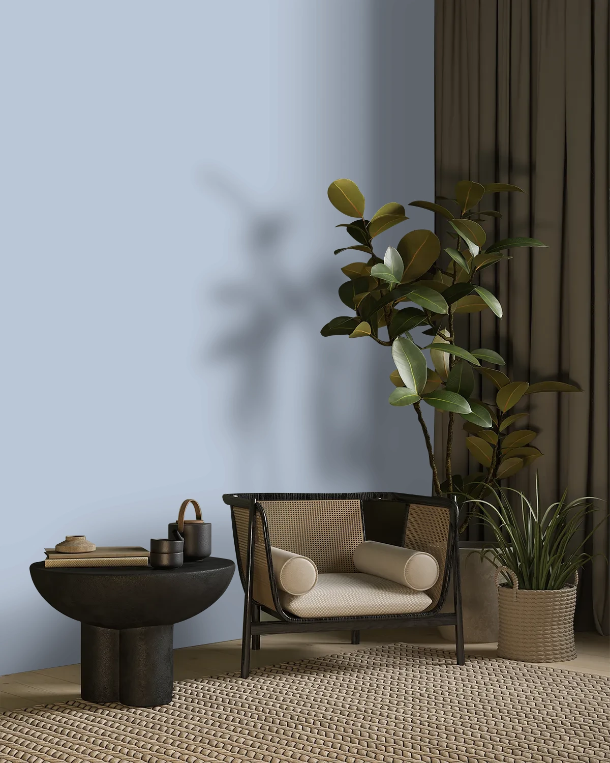 Nippon Paint's WASHED MITTEN color on a beautifully decorated wall.