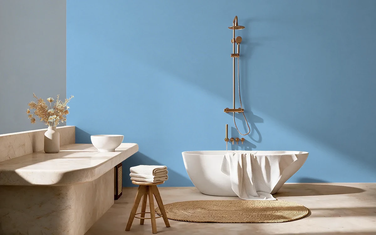 Nippon Paint's WATER FOUNTAIN color on different wall surfaces.