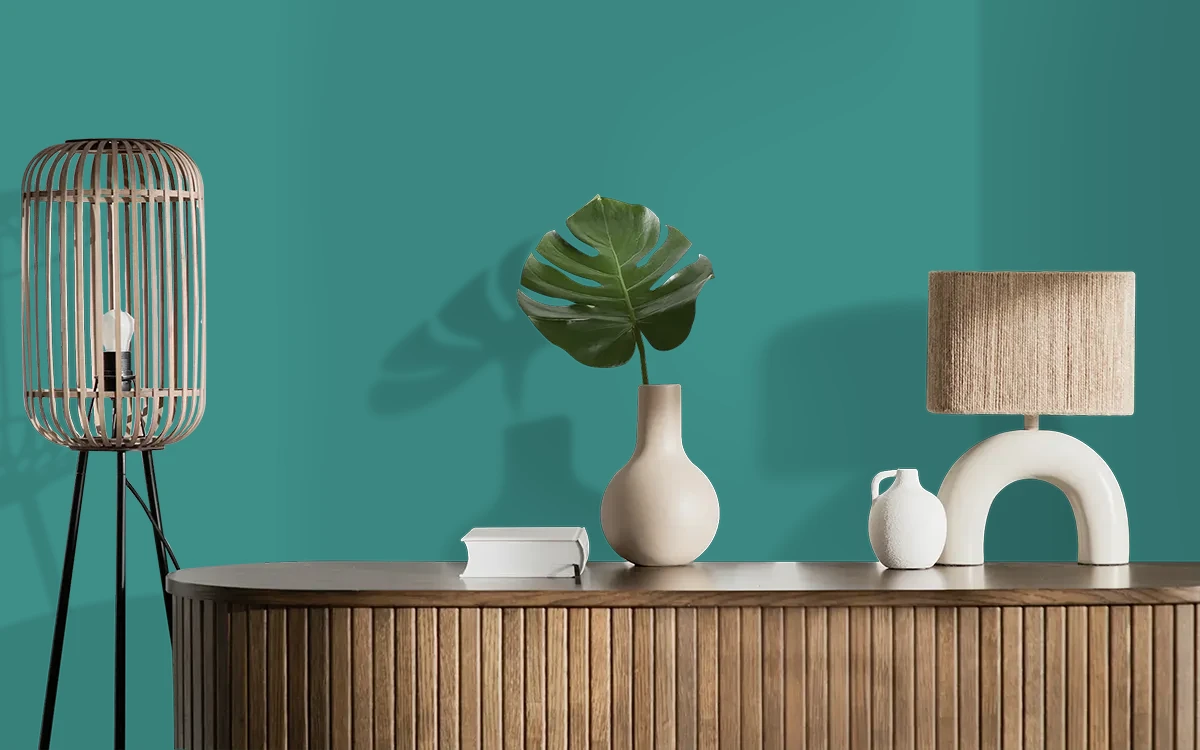 Nippon Paint's WATER PARK color on different wall surfaces.