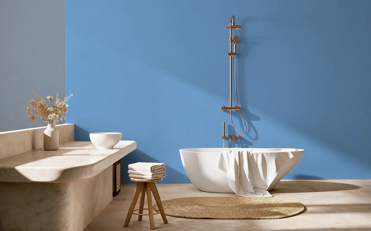 Nippon Paint's WATER STREAM color on different wall surfaces.