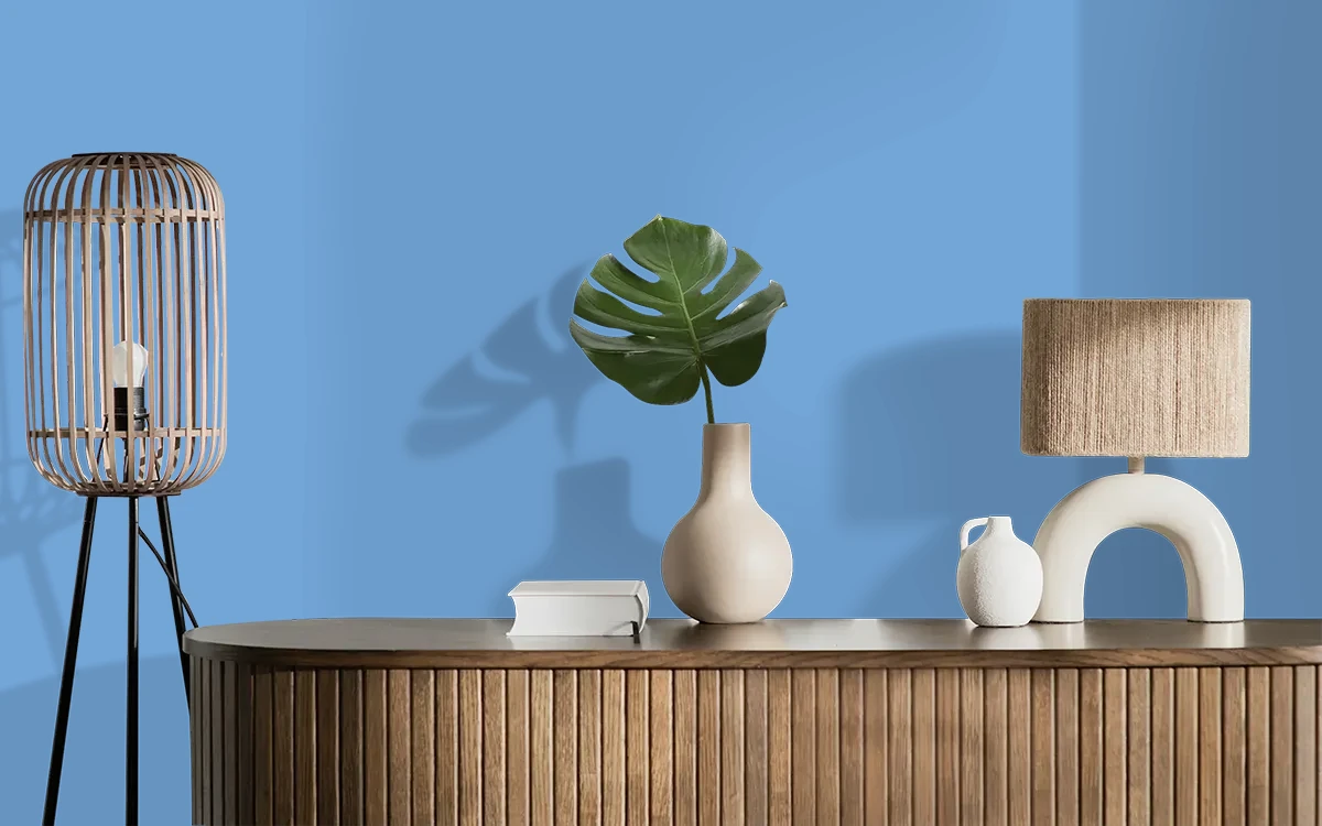 Nippon Paint's WATER STREAM color on different wall surfaces.