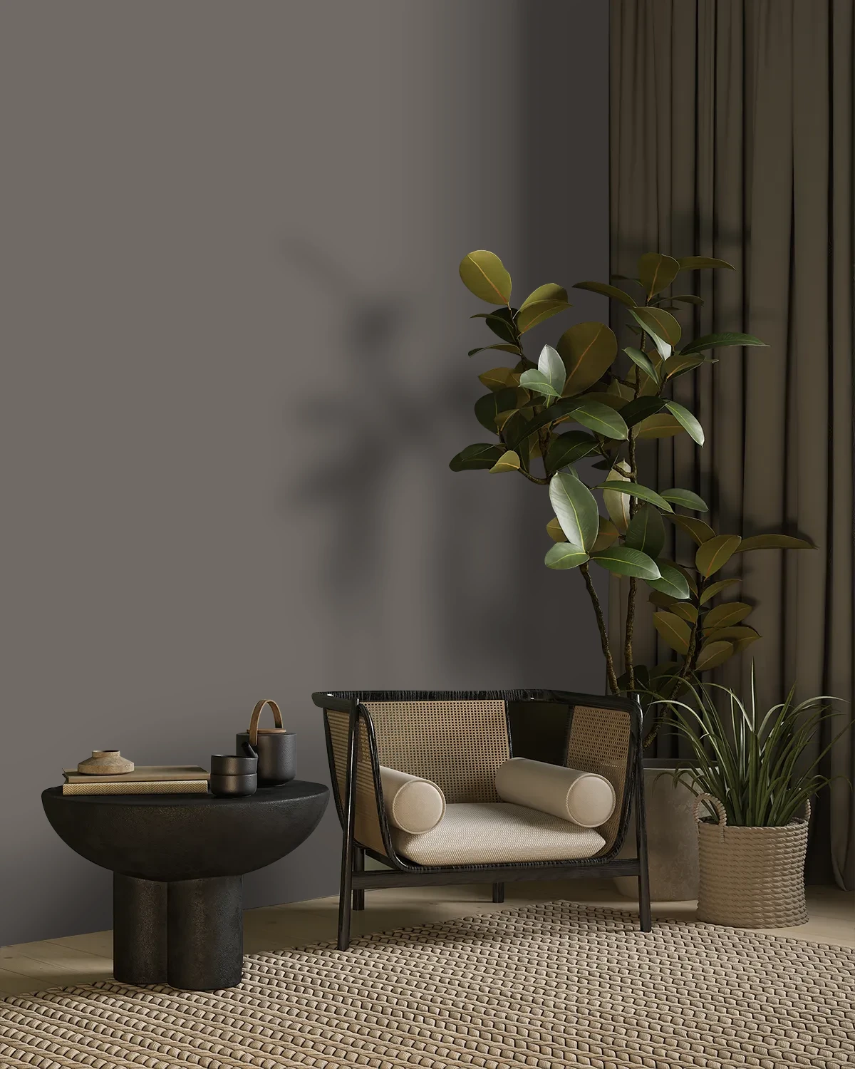 Nippon Paint's WET CEMENT color on a beautifully decorated wall.