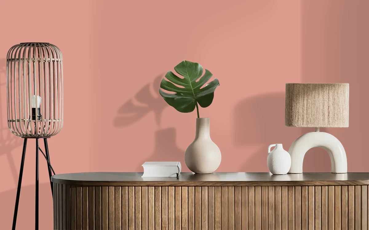 Nippon Paint's WET CLAY color on different wall surfaces.