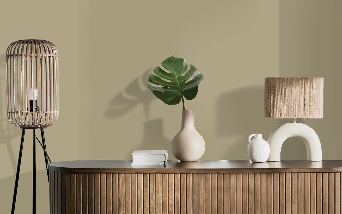 Nippon Paint's WETHERBURN TAN color on different wall surfaces.