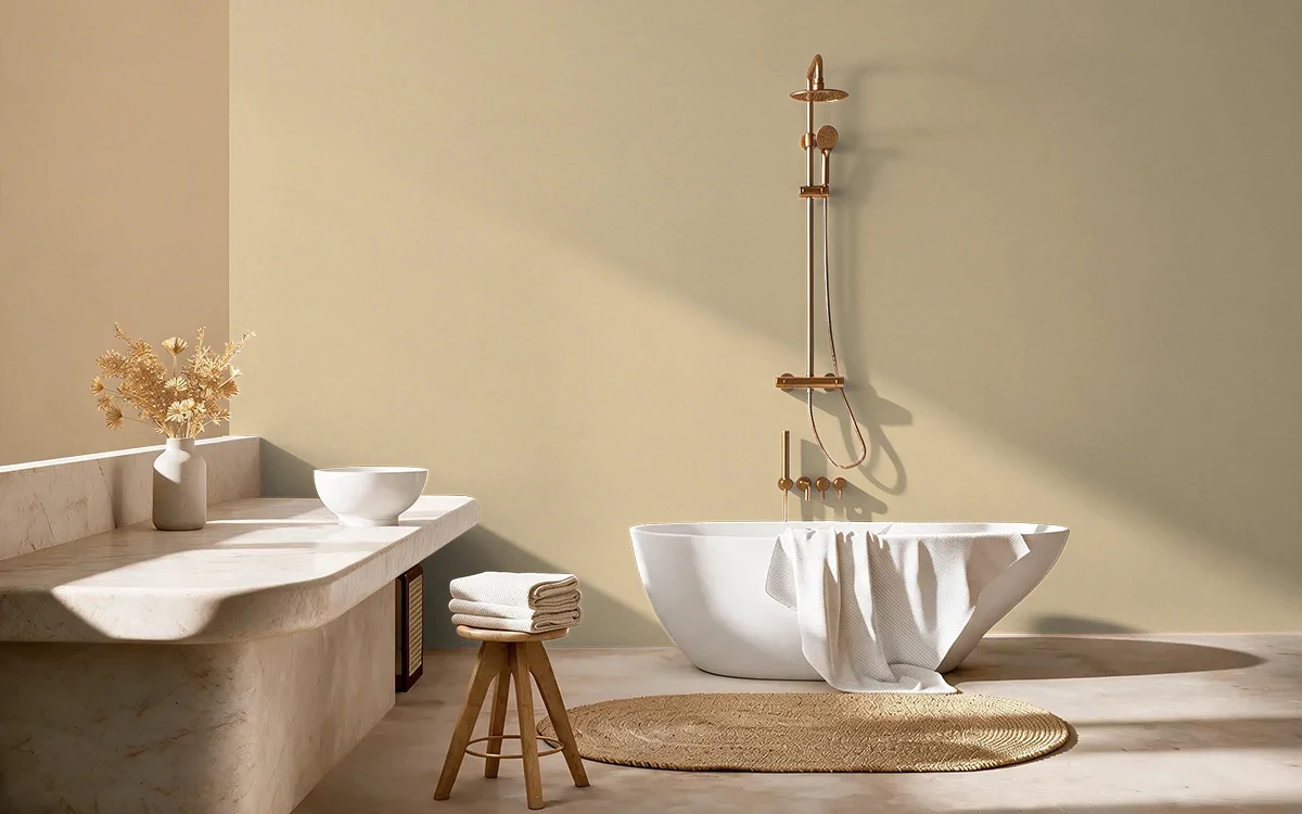 Nippon Paint's WHEAT DUST color on different wall surfaces.