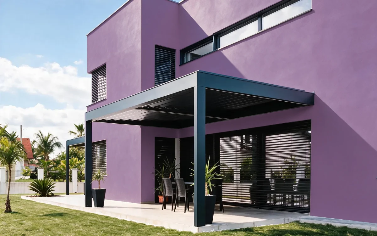 Nippon Paint's WILD IRIS color on different wall surfaces.