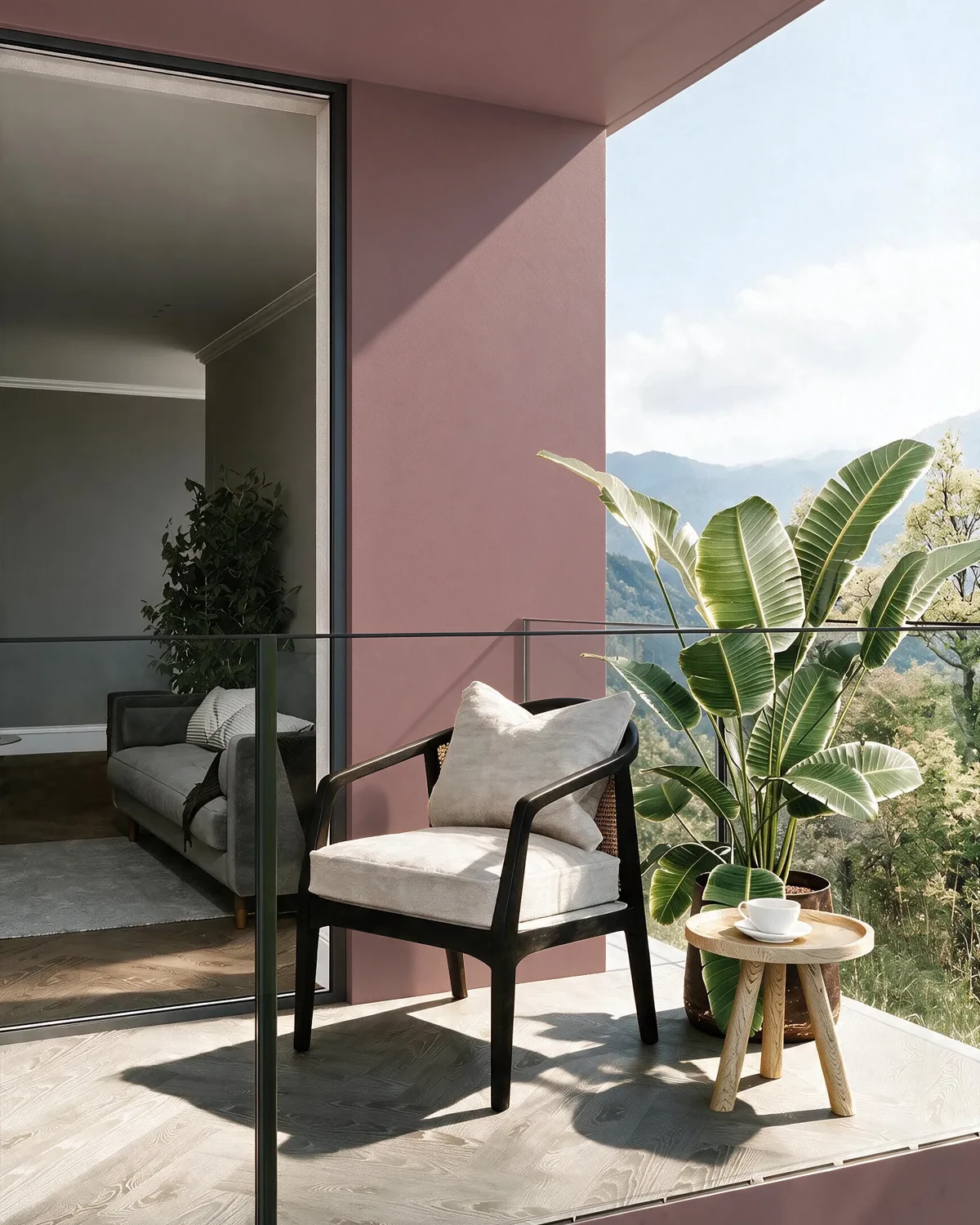Nippon Paint's WINE BLUSH color on a beautifully decorated wall.