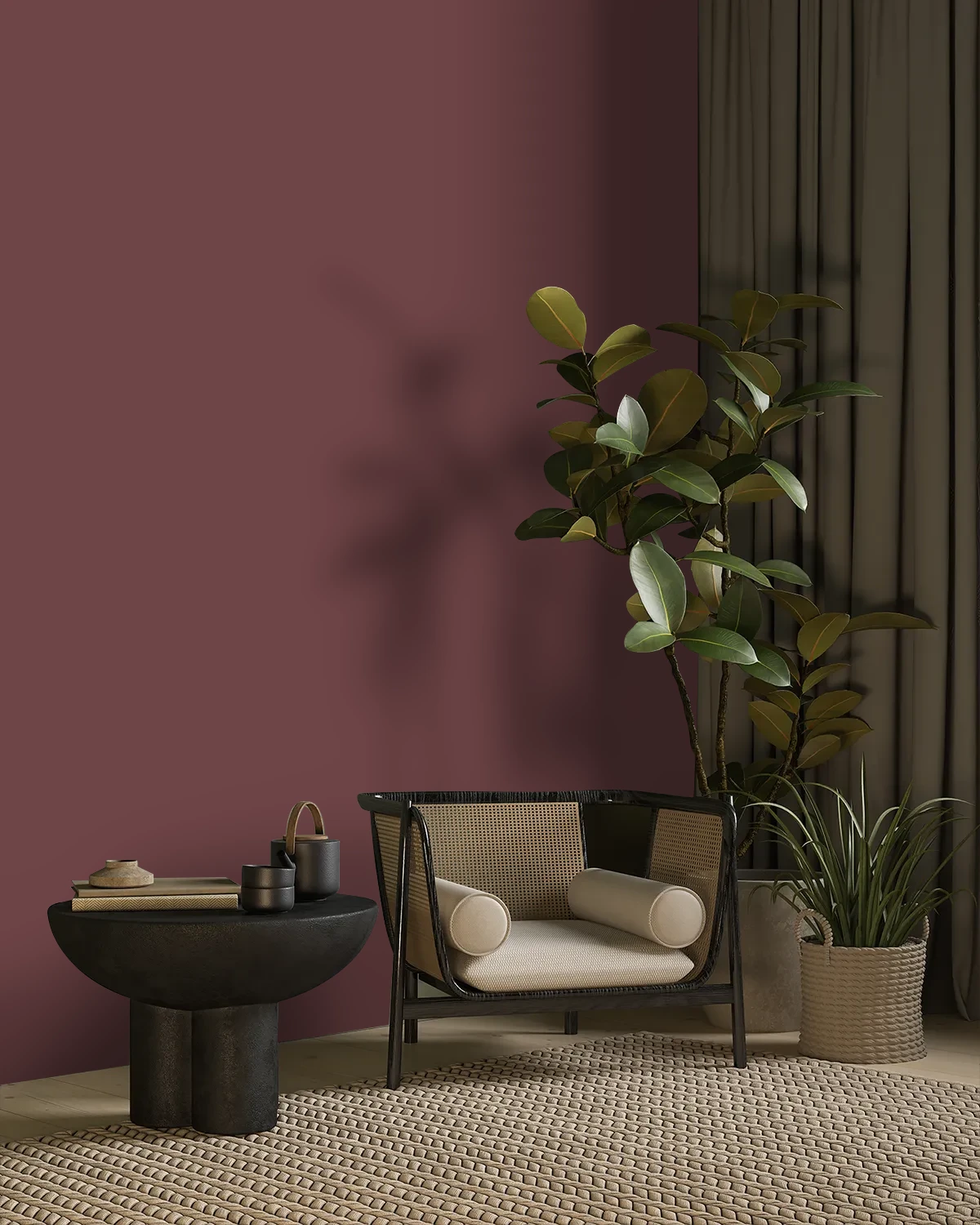 Nippon Paint's WINESTONE color on a beautifully decorated wall.