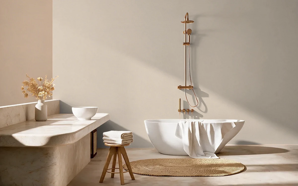 Nippon Paint's WISPY BITS color on different wall surfaces.