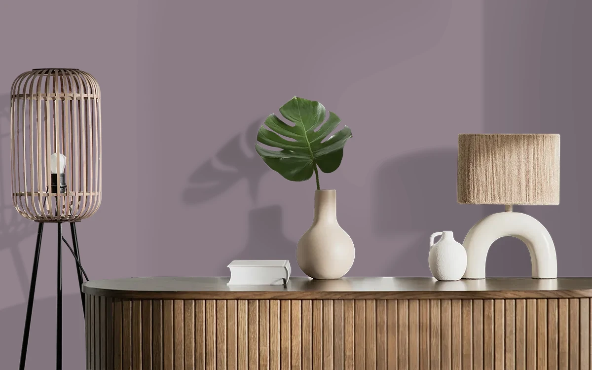 Nippon Paint's WISTERIA GLOW color on different wall surfaces.