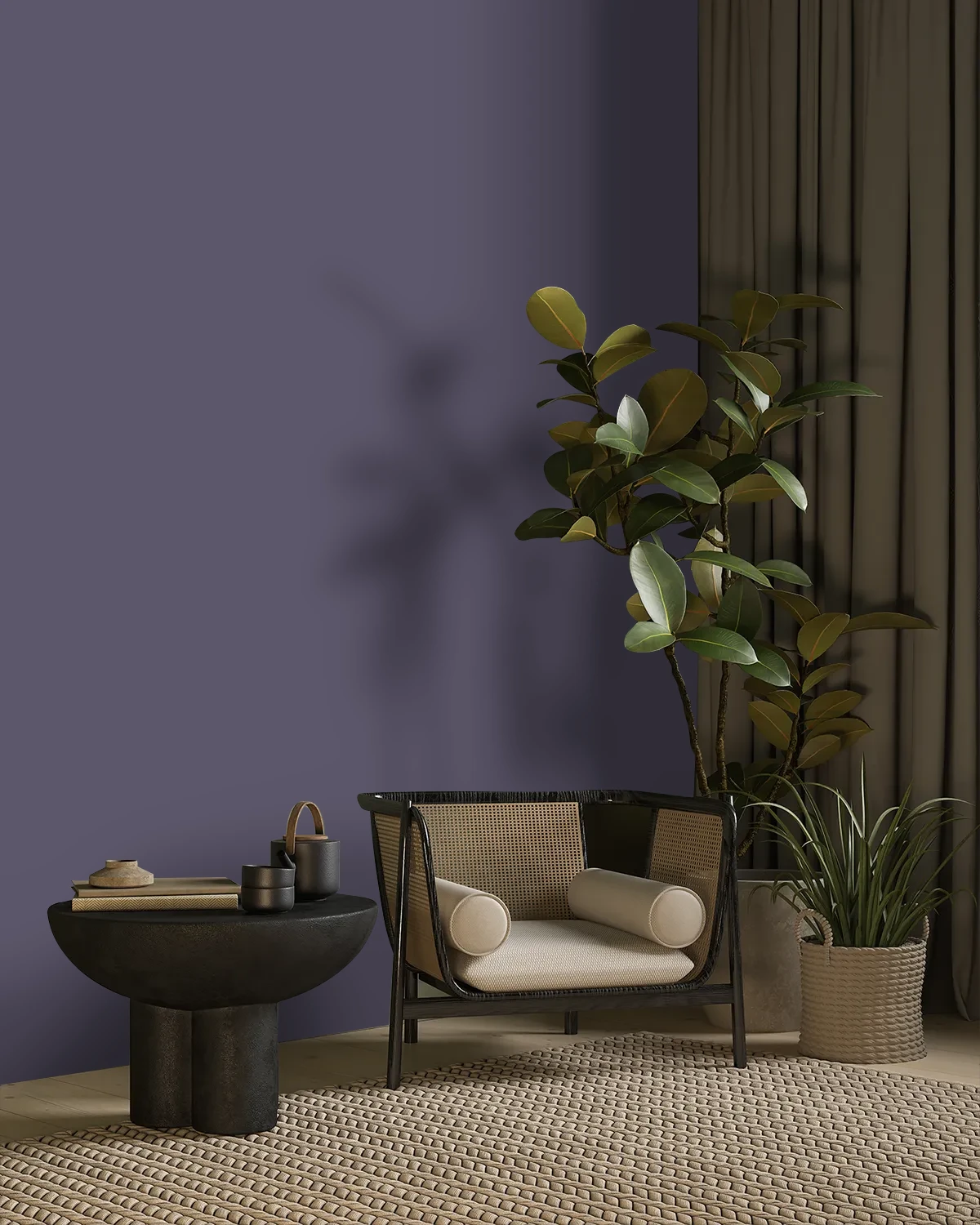 Nippon Paint's WISTERIA WHIRL color on a beautifully decorated wall.