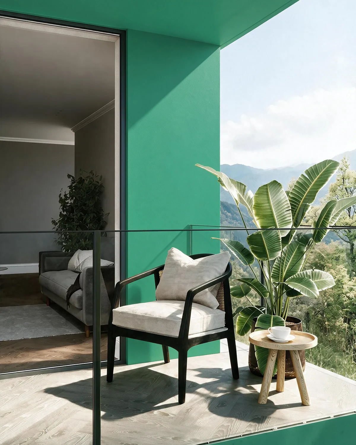 Nippon Paint's WIZARD GREEN color on a beautifully decorated wall.