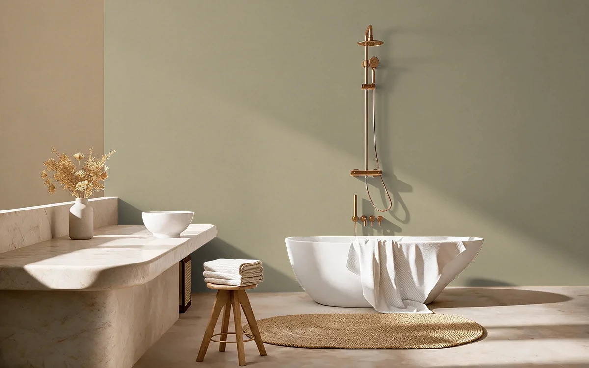 Nippon Paint's WOOD BOX color on different wall surfaces.