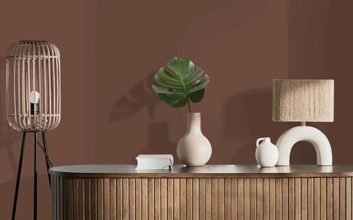 Nippon Paint's WOODEN DOOR color on different wall surfaces.