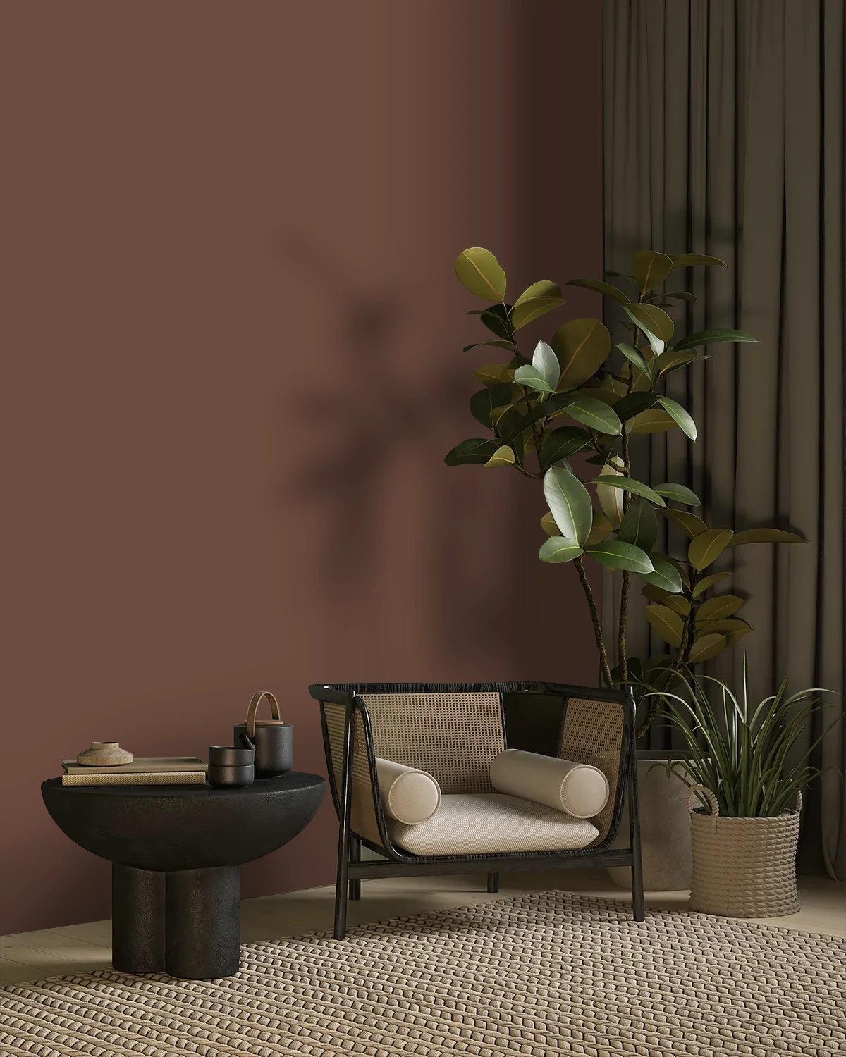 Nippon Paint's WOODEN DOOR color on a beautifully decorated wall.