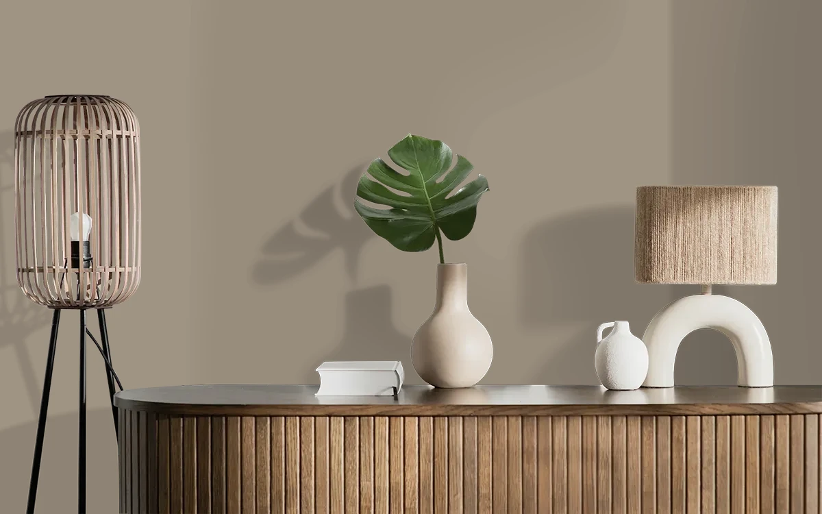 Nippon Paint's WOODEN OAR color on different wall surfaces.