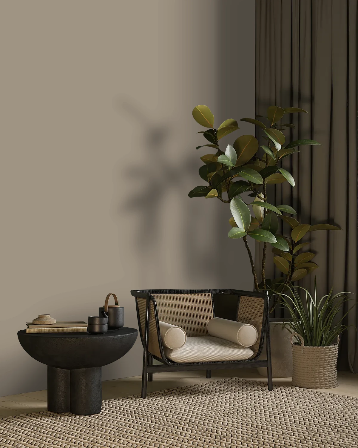 Nippon Paint's WOODEN OAR color on a beautifully decorated wall.