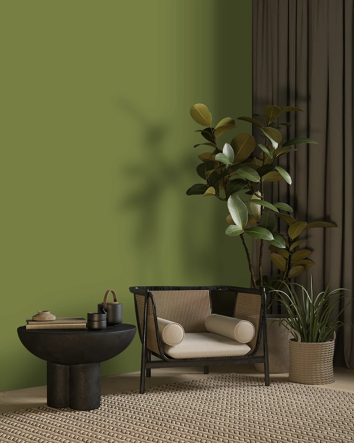 Nippon Paint's WOODS TRAIL color on a beautifully decorated wall.