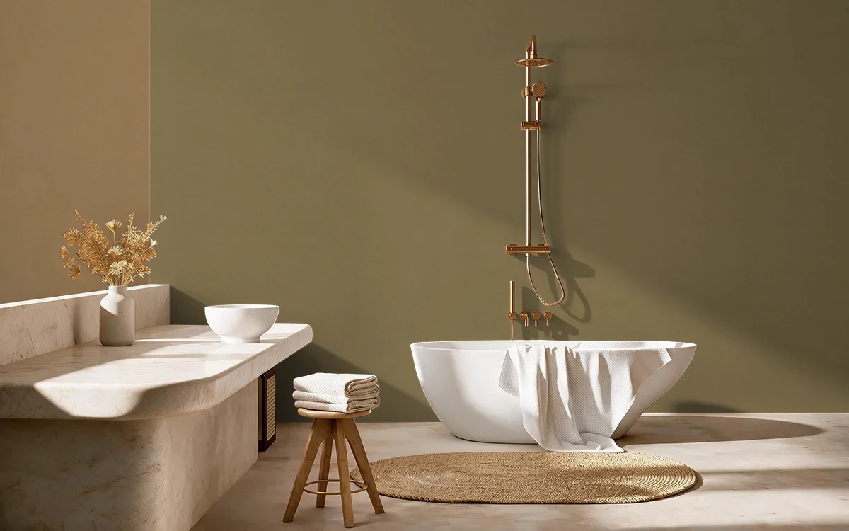 Nippon Paint's WOODWARD color on different wall surfaces.