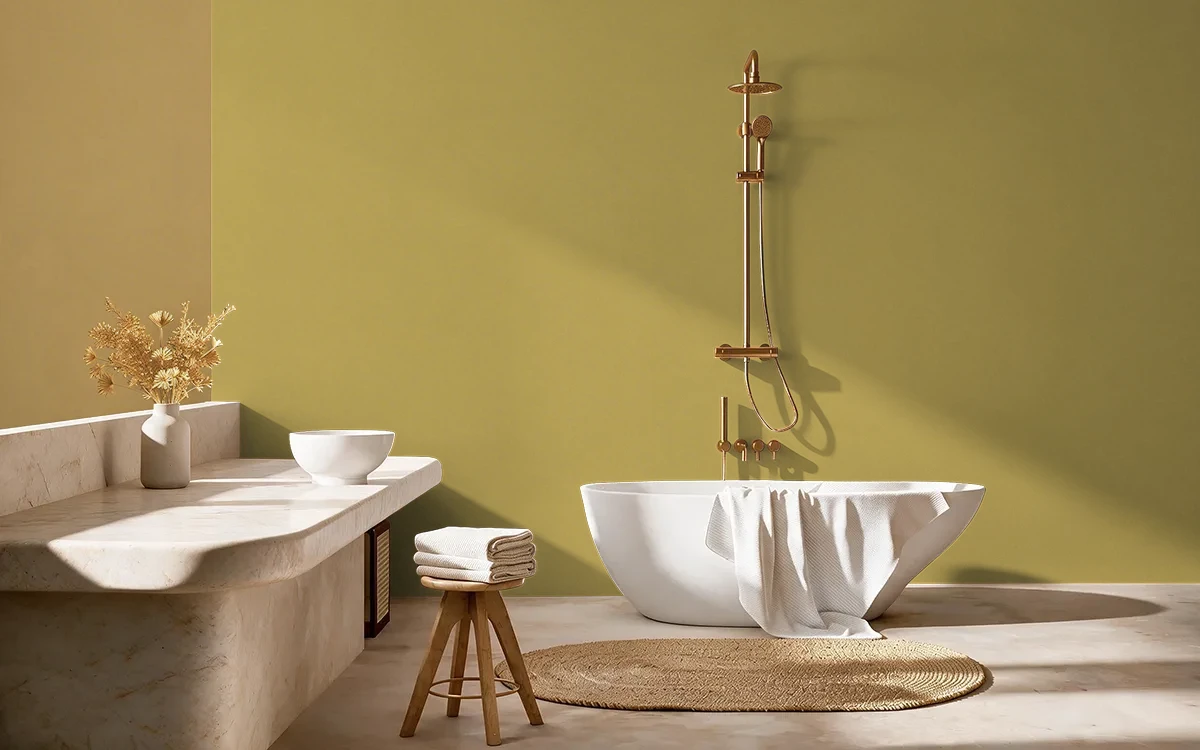 Nippon Paint's WOVEN SLATS color on different wall surfaces.
