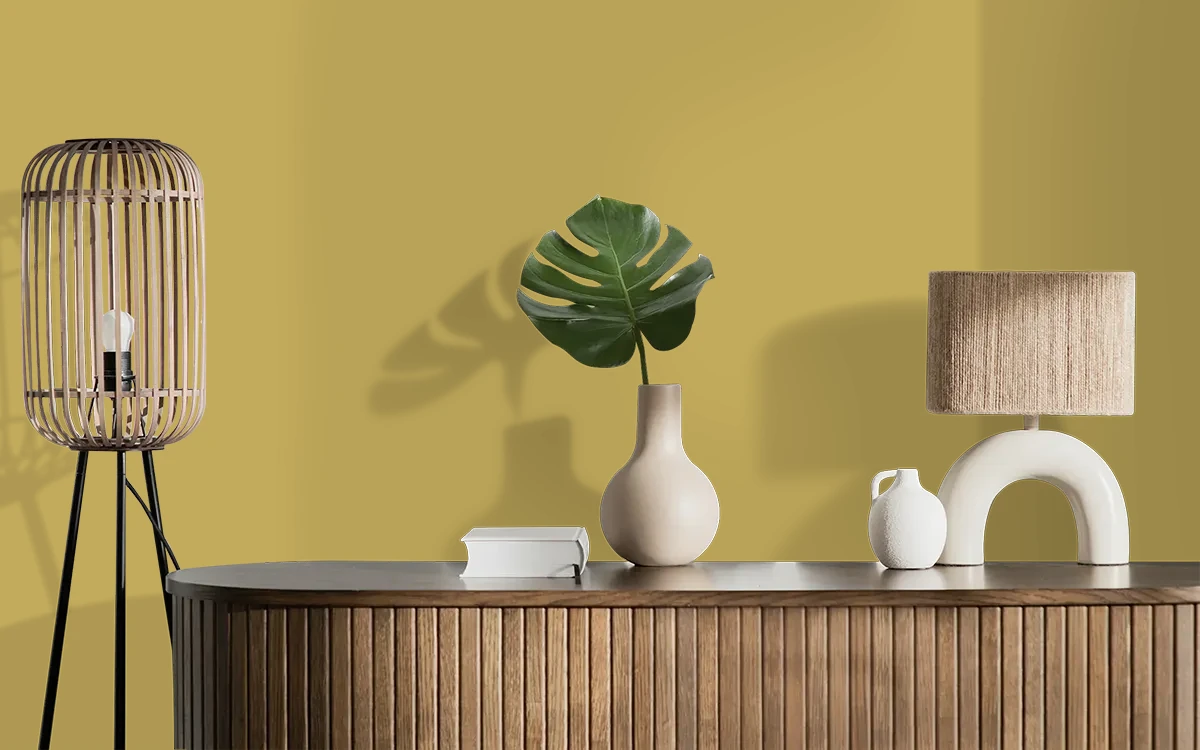 Nippon Paint's WOVEN SLATS color on different wall surfaces.