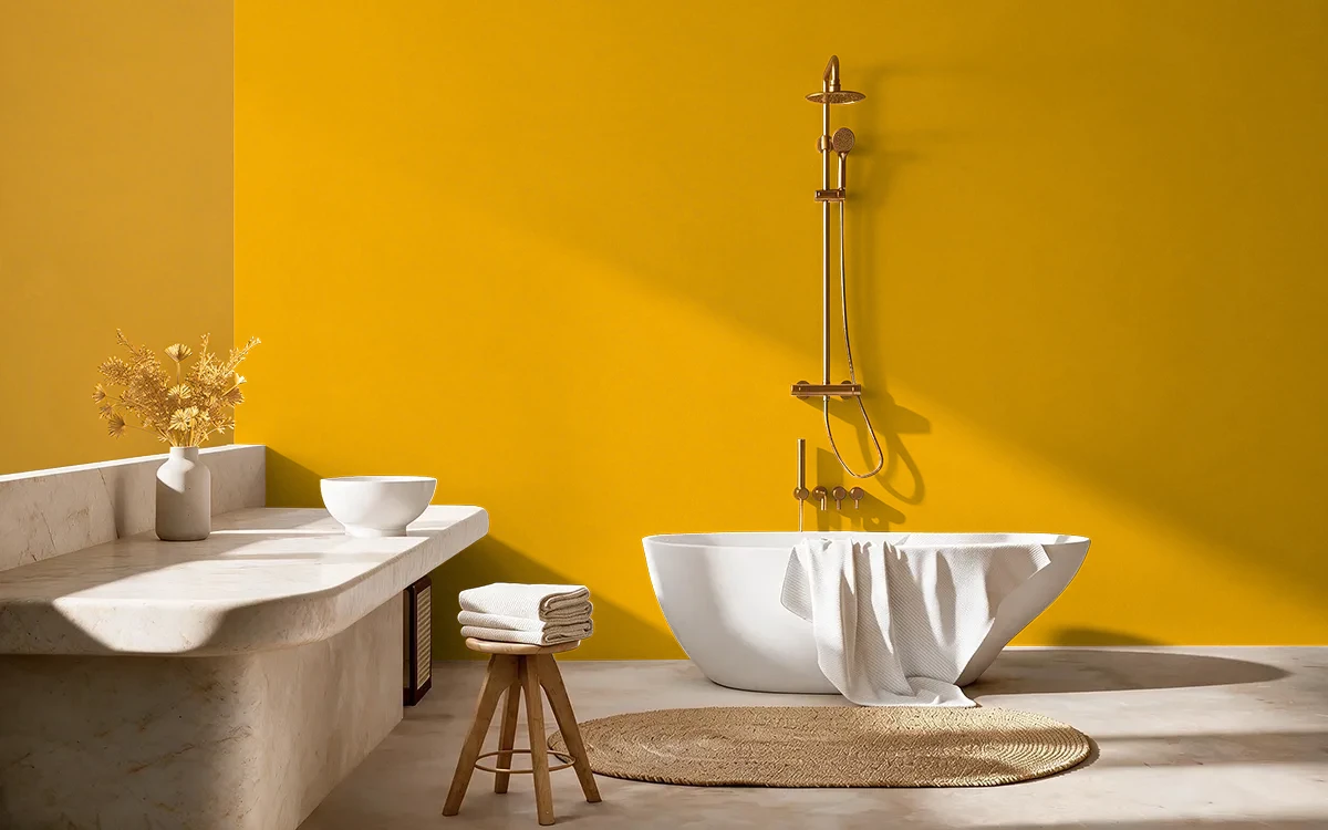 Nippon Paint's YELLOW AMAZON color on different wall surfaces.