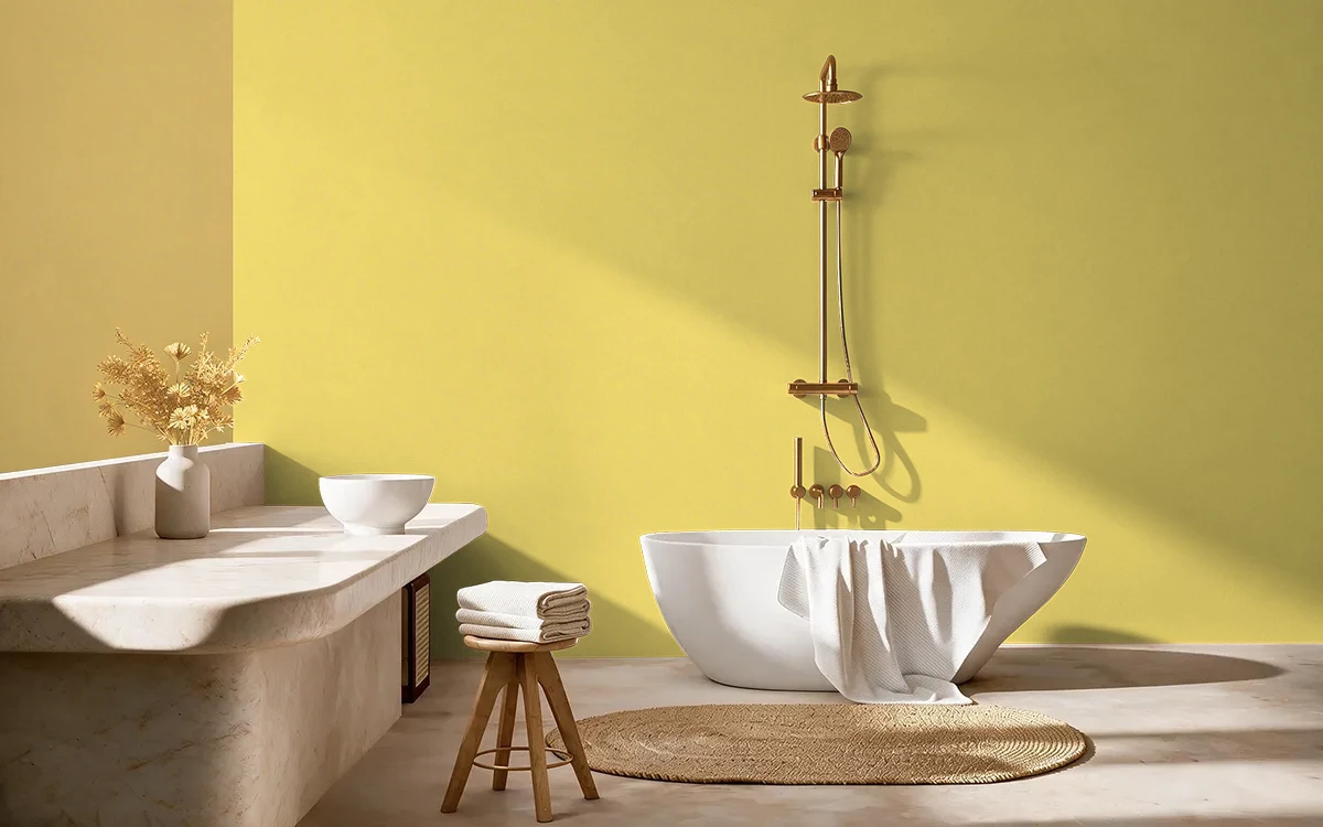Nippon Paint's YELLOW BAND color on different wall surfaces.