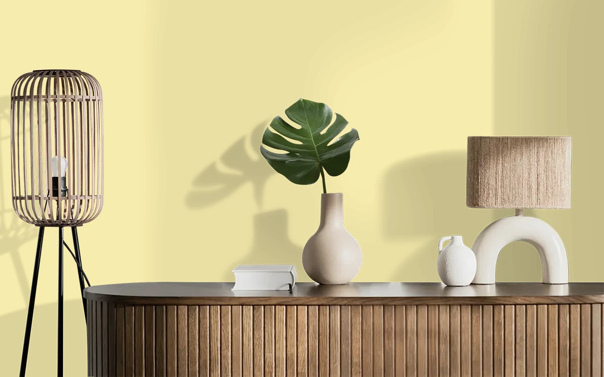 Nippon Paint's YELLOW CHARM color on different wall surfaces.