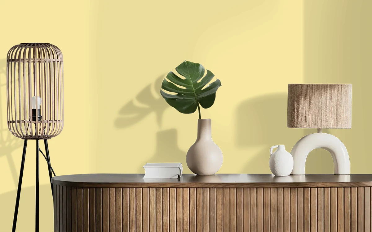 Nippon Paint's YELLOW FRAGRANCE color on different wall surfaces.