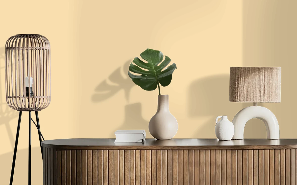 Nippon Paint's YELLOW GLOVE color on different wall surfaces.
