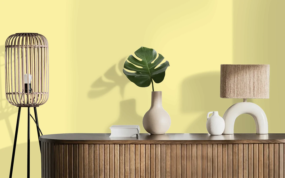 Nippon Paint's YELLOW HIGHLIGHTER color on different wall surfaces.