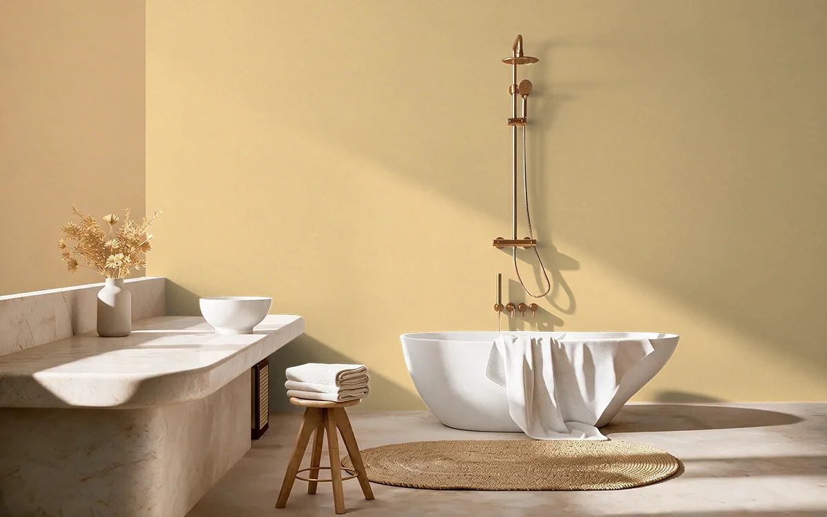 Nippon Paint's YELLOW PINAFORE color on different wall surfaces.