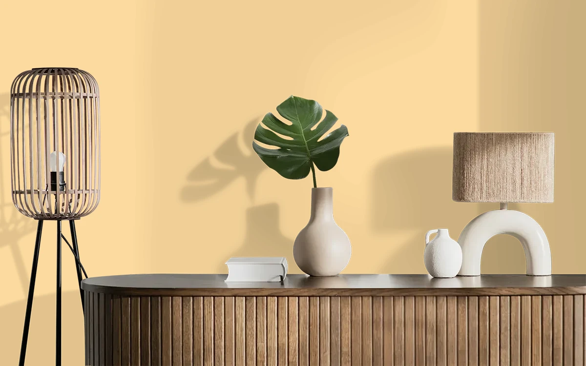 Nippon Paint's YELLOW PINAFORE color on different wall surfaces.