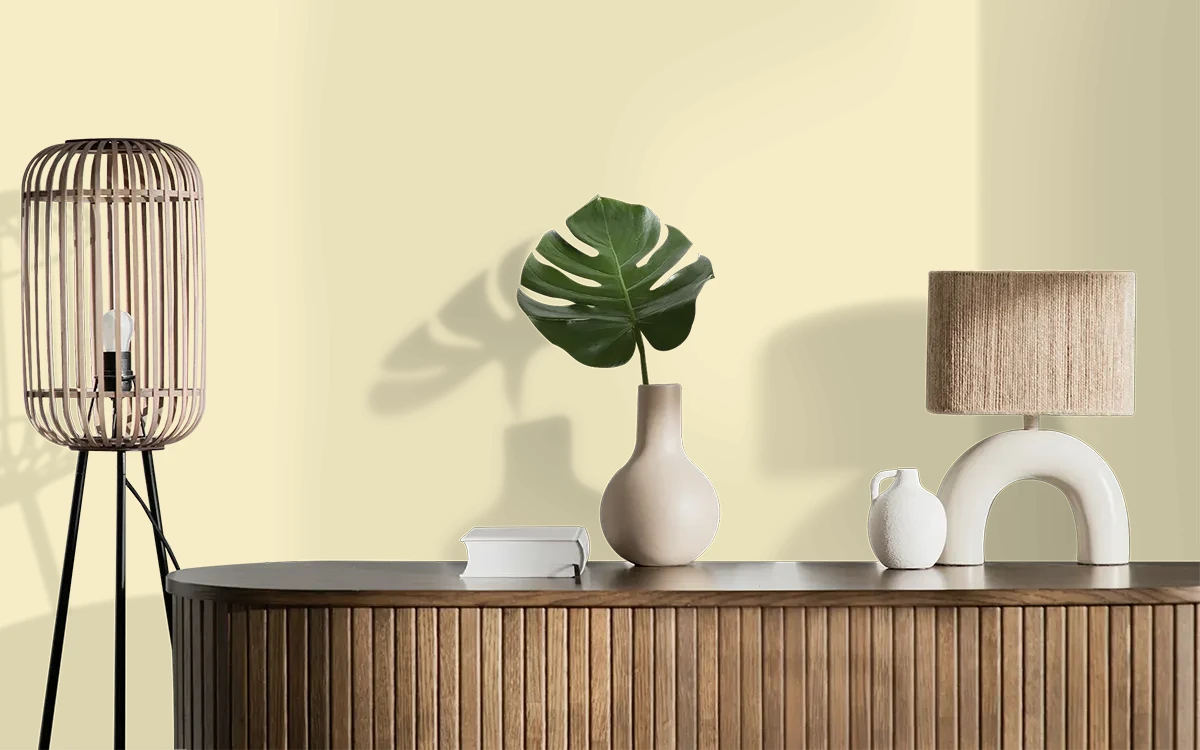 Nippon Paint's YELLOW POMELO color on different wall surfaces.