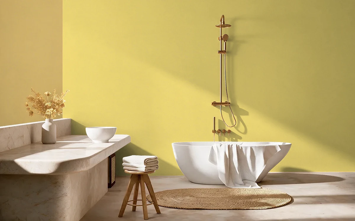 Nippon Paint's YELLOW PROMINENCE color on different wall surfaces.