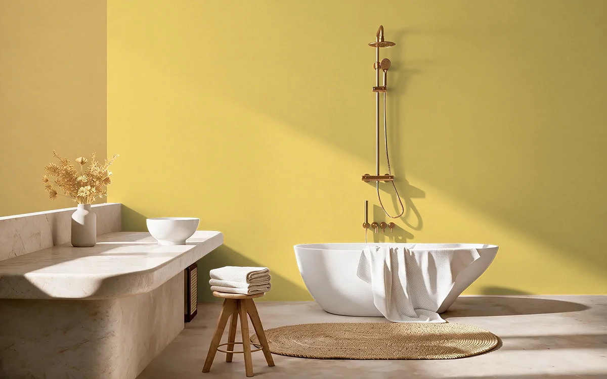 Nippon Paint's YELLOW RING color on different wall surfaces.