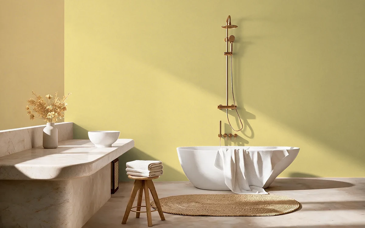 Nippon Paint's YELLOW SAILS color on different wall surfaces.