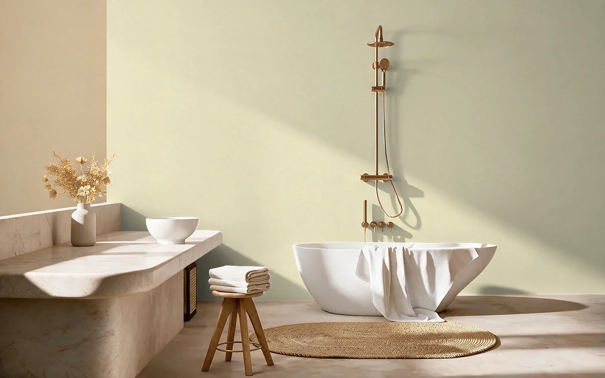 Nippon Paint's YLANG YLANG color on different wall surfaces.