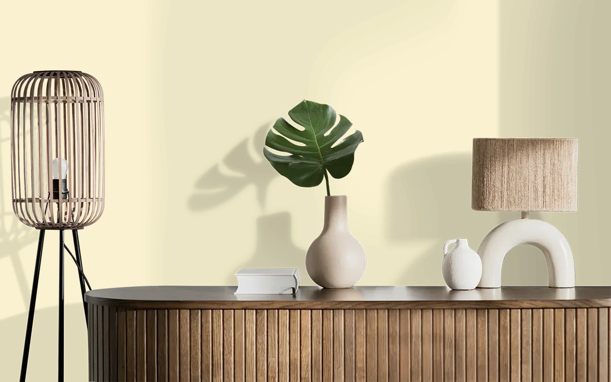 Nippon Paint's YLANG YLANG color on different wall surfaces.