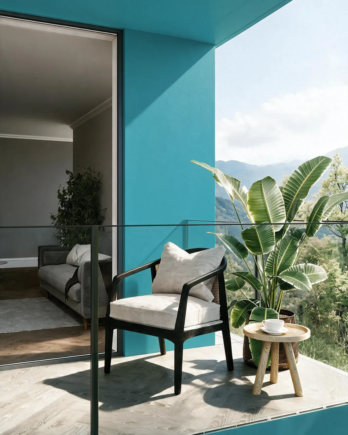 Nippon Paint's YONDER color on a beautifully decorated wall.
