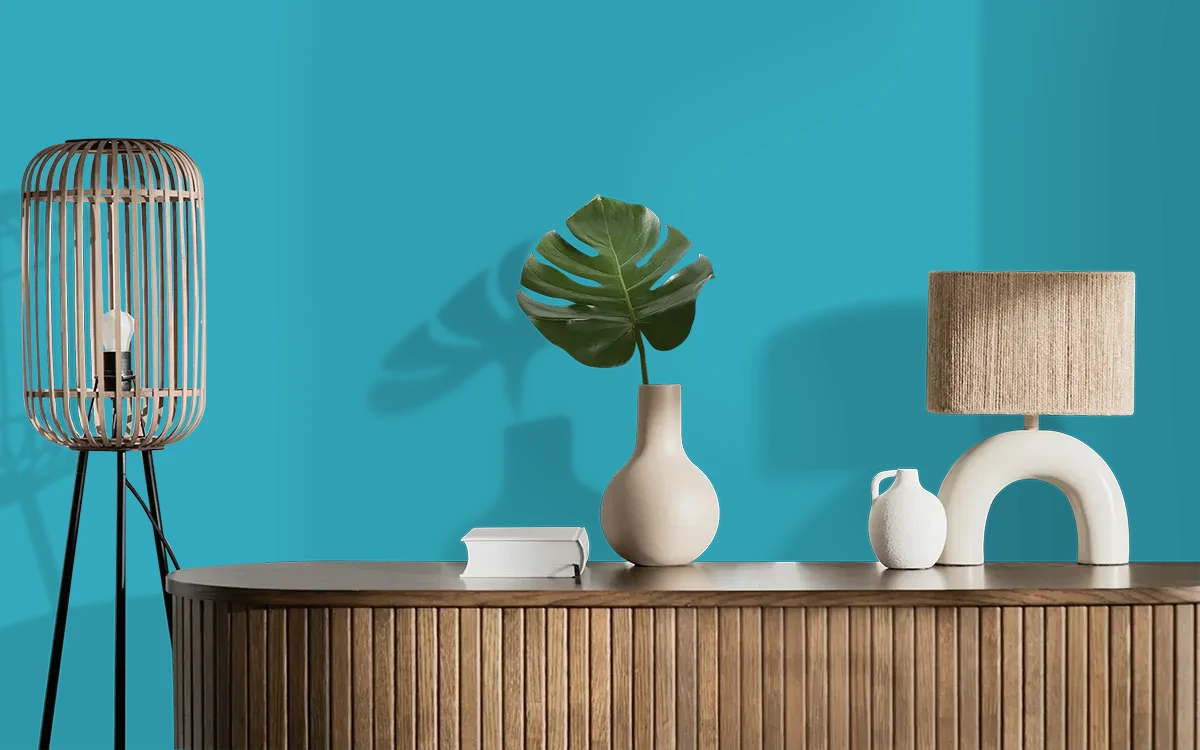 Nippon Paint's YONDER color on different wall surfaces.