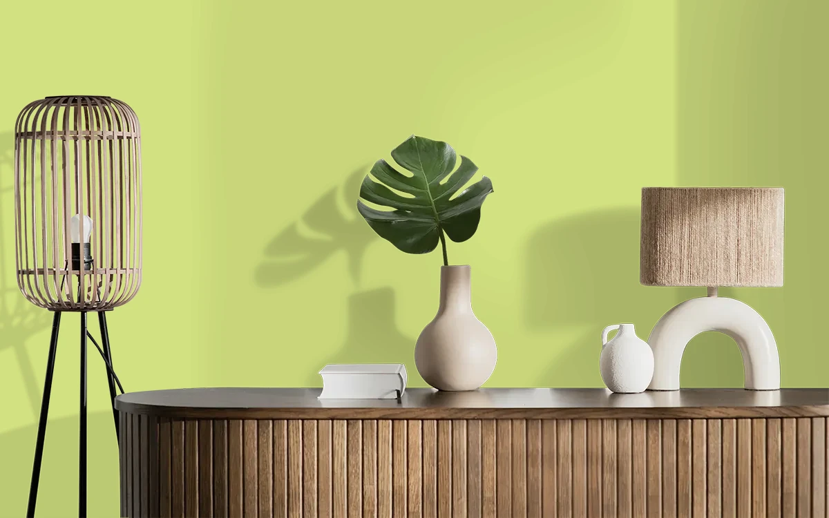 Nippon Paint's YOUNG GRAPE color on different wall surfaces.