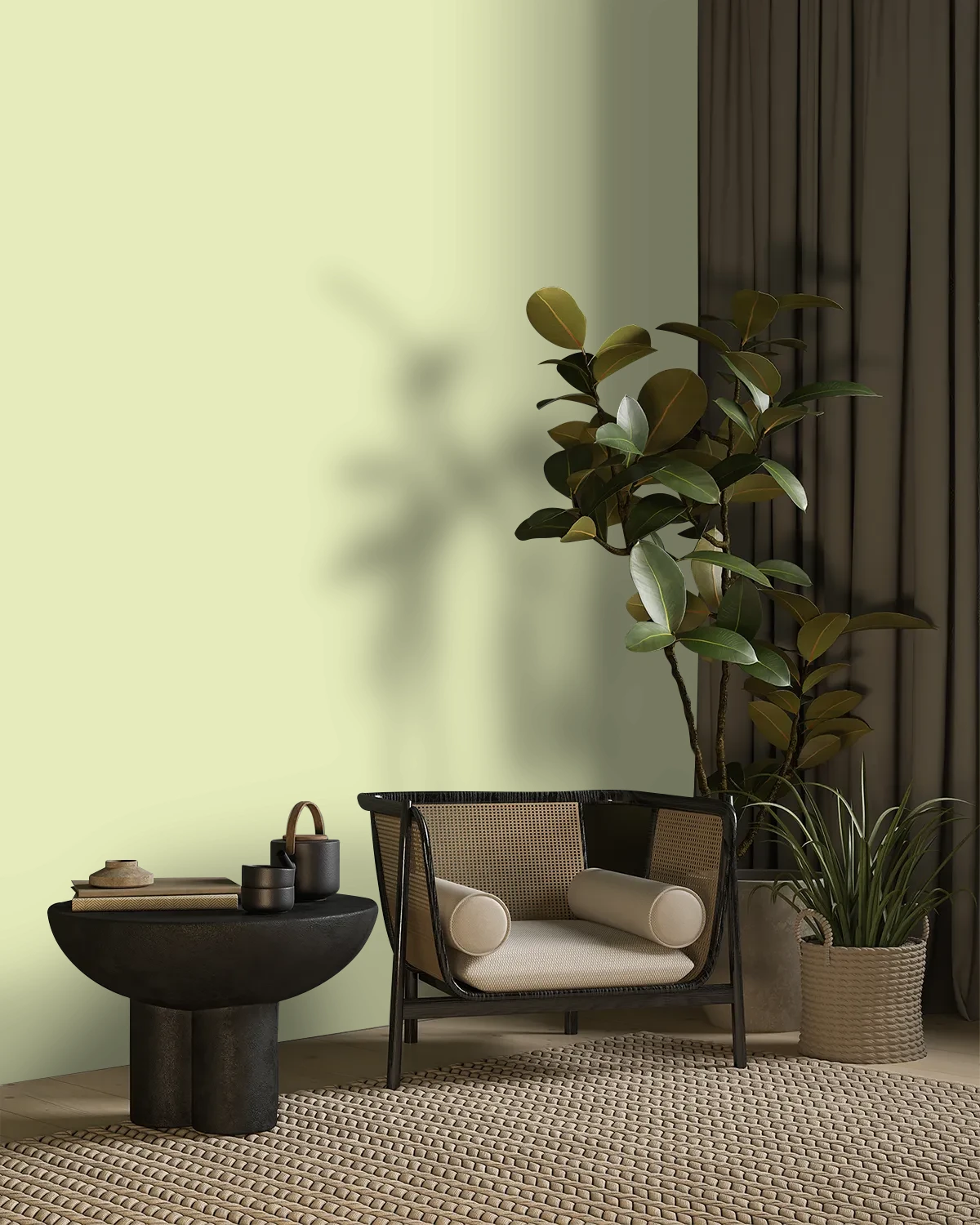 Nippon Paint's YOUNG LIME color on a beautifully decorated wall.