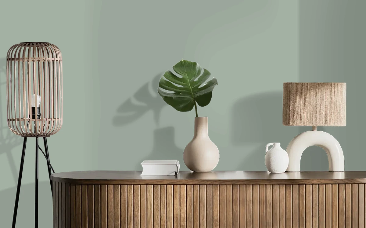 Nippon Paint's YOUNG SHEPHERD color on different wall surfaces.