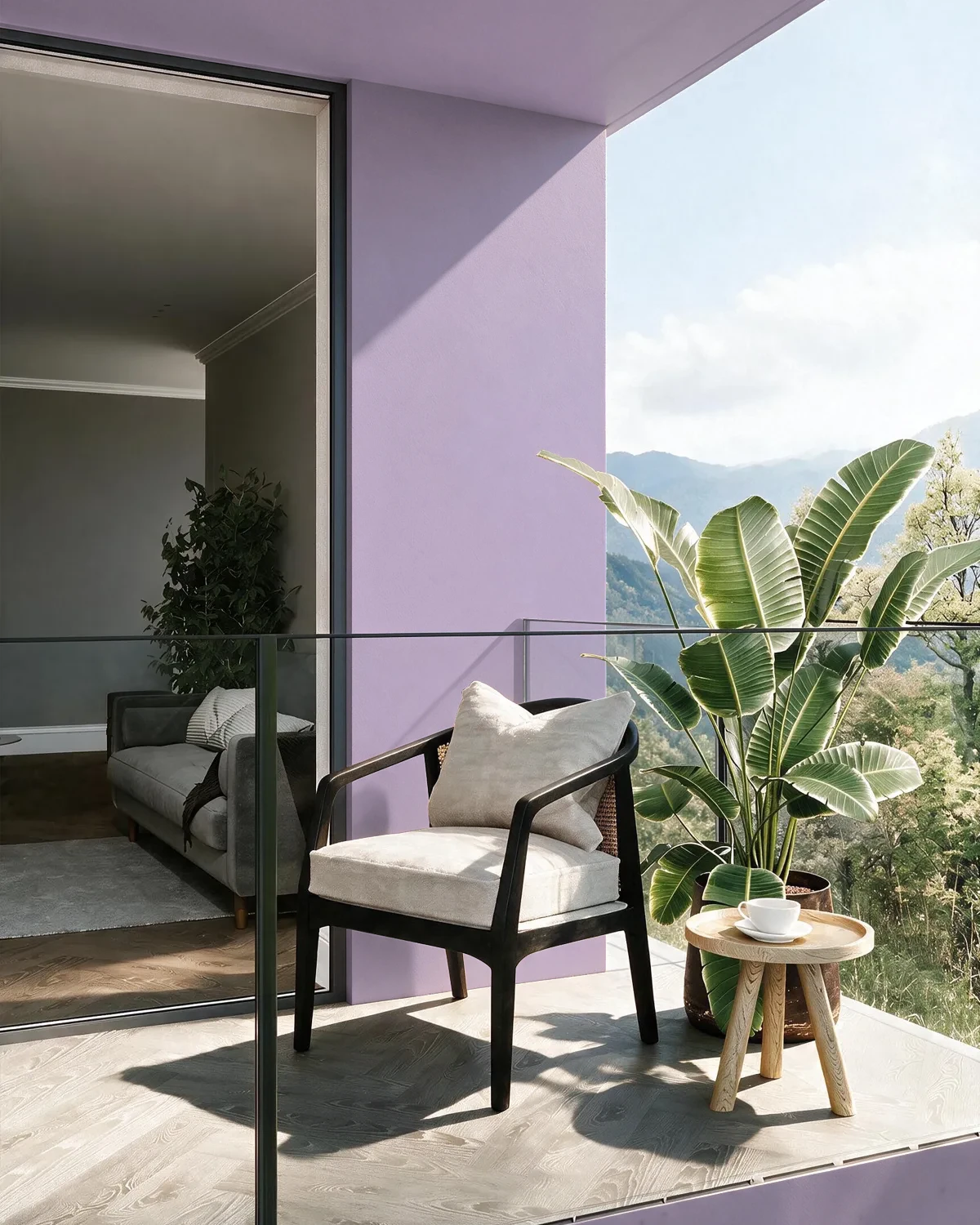 Nippon Paint's YOUNG VIOLET color on a beautifully decorated wall.