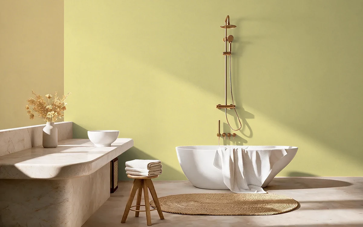 Nippon Paint's ZEN YELLOW color on different wall surfaces.