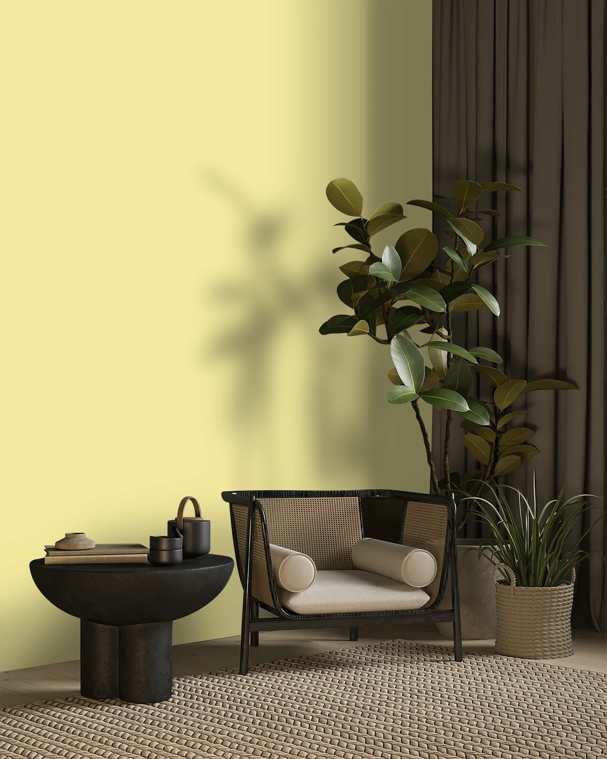 Nippon Paint's ZEN YELLOW color on a beautifully decorated wall.