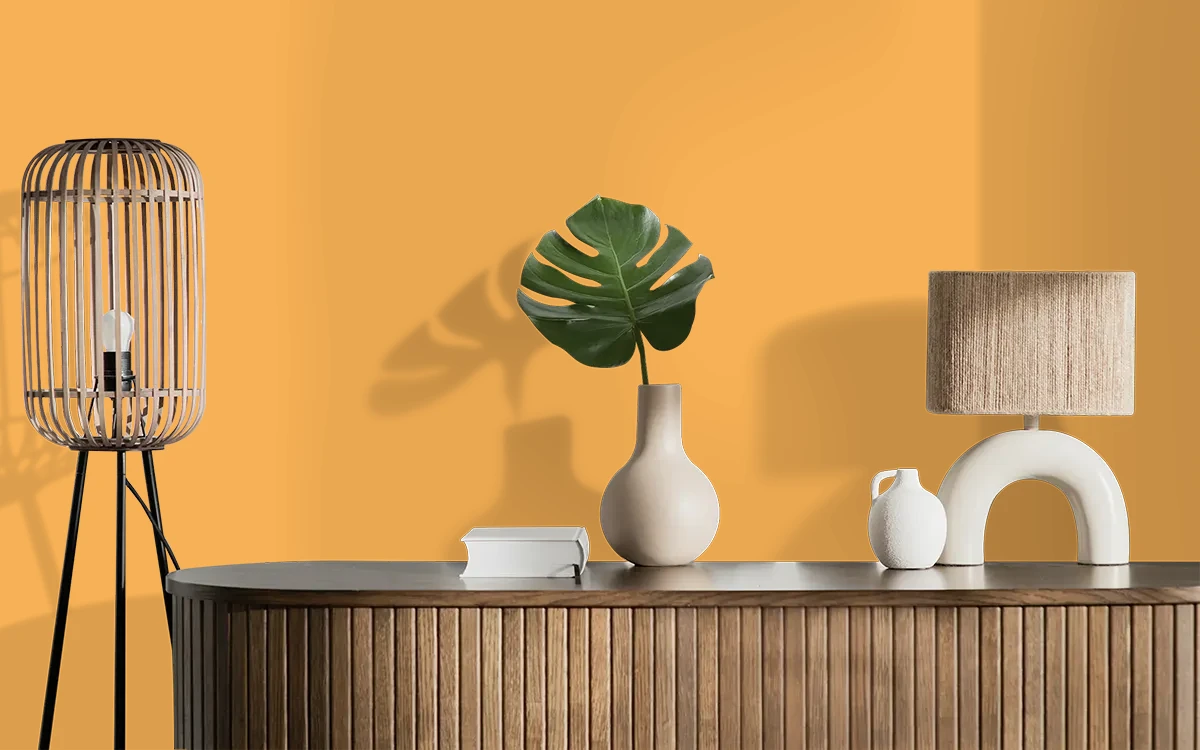 Nippon Paint's ZING color on different wall surfaces.